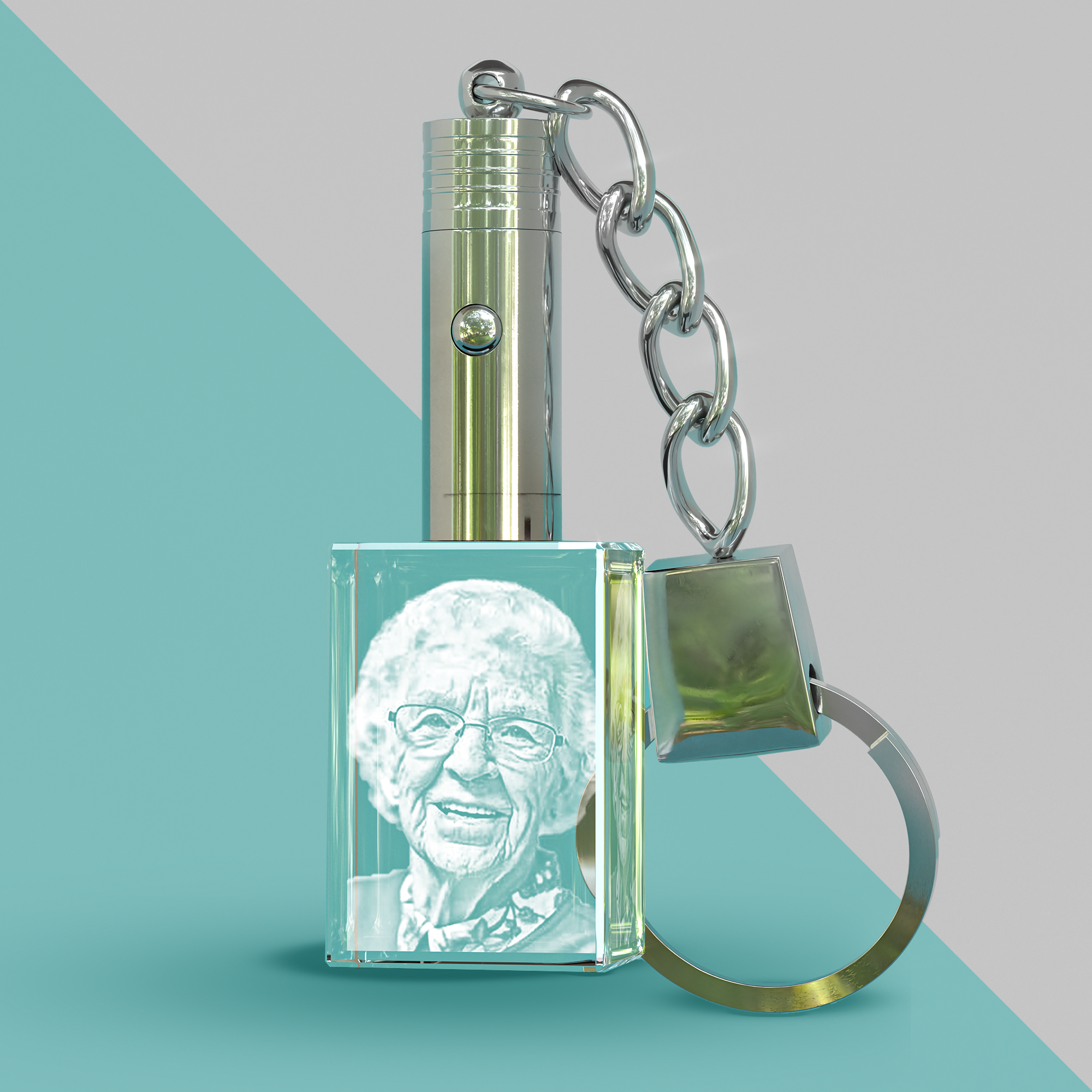 Etched glass 2025 photo keyring
