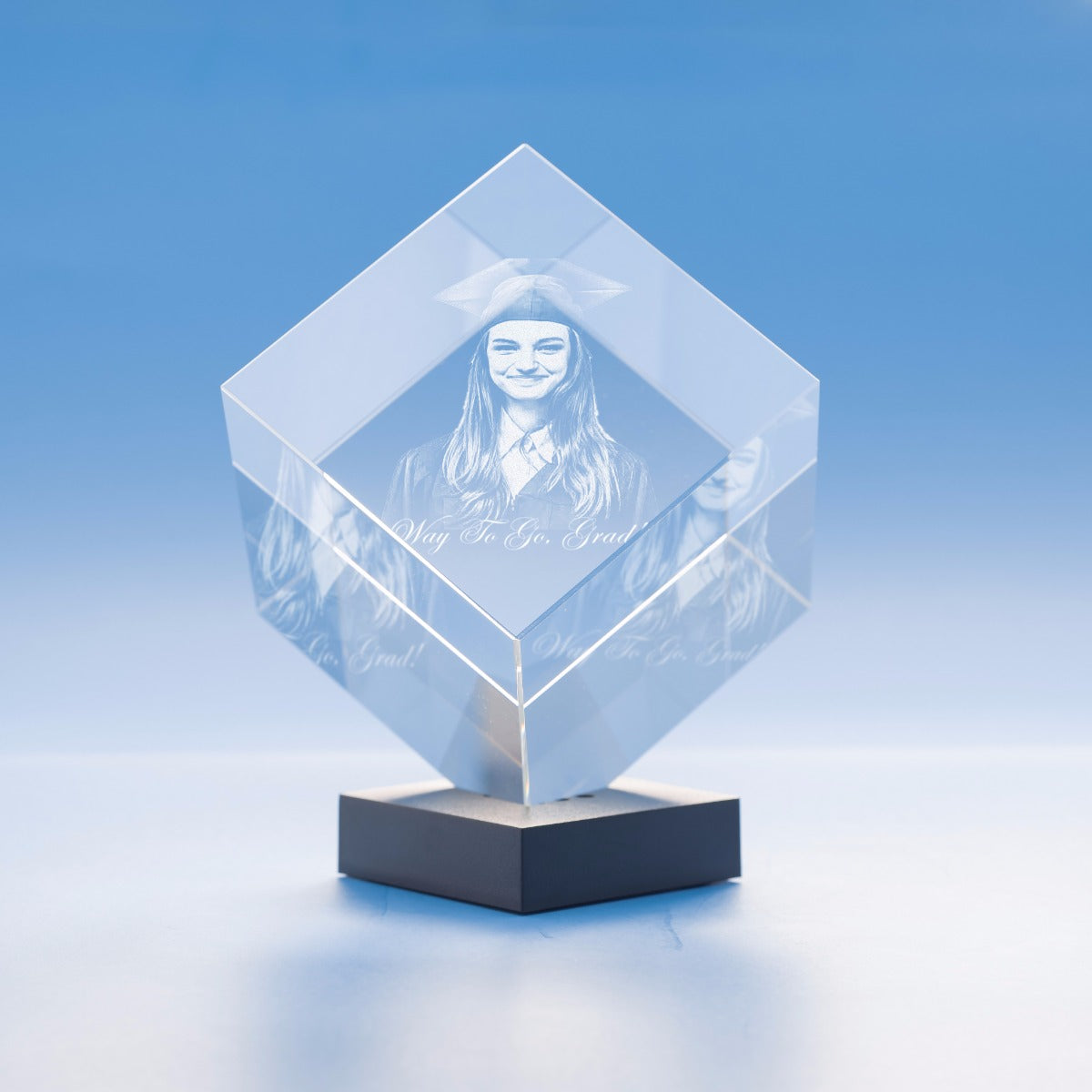 Graduation Cube Crystal, 3D Engraved