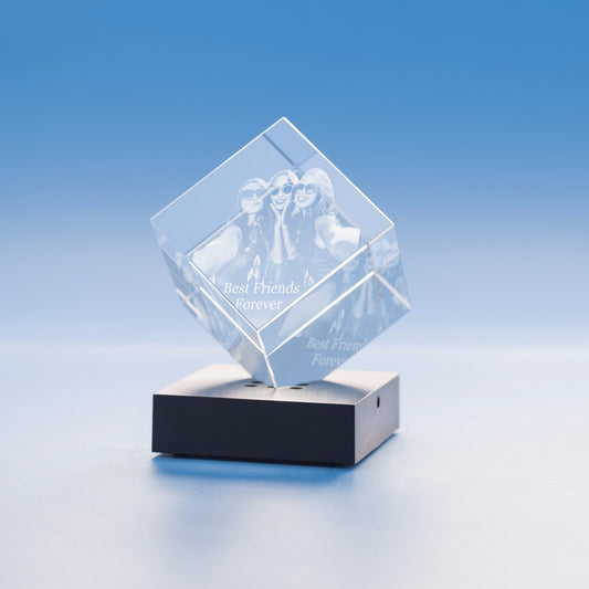Cube Crystal, 3D Engraved