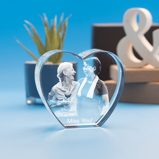 Just Because Heart Crystal, 3D Engraved