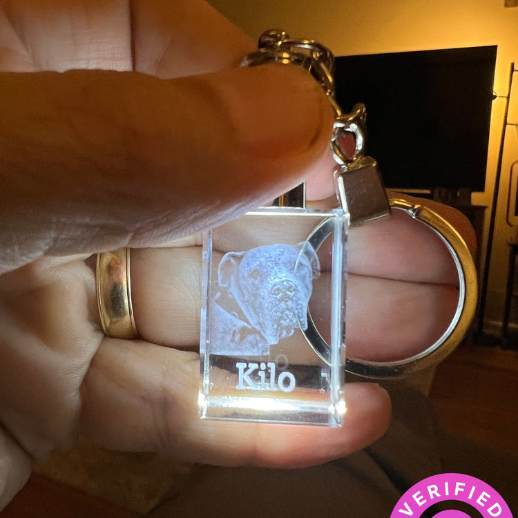 Keychain Rectangle Crystal with LED Light