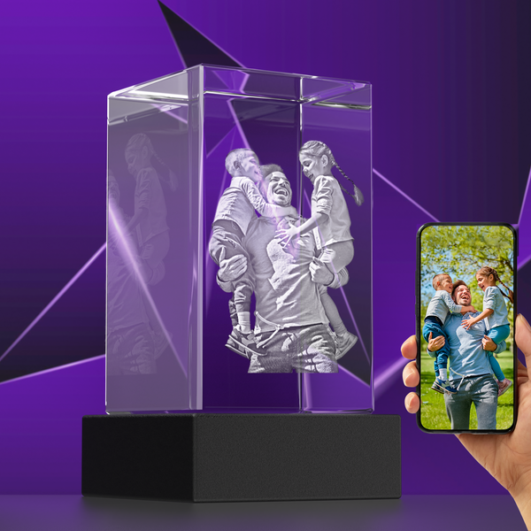 Memorial Tower 3D Photo Crystal – Honor a Loved One – Crystal