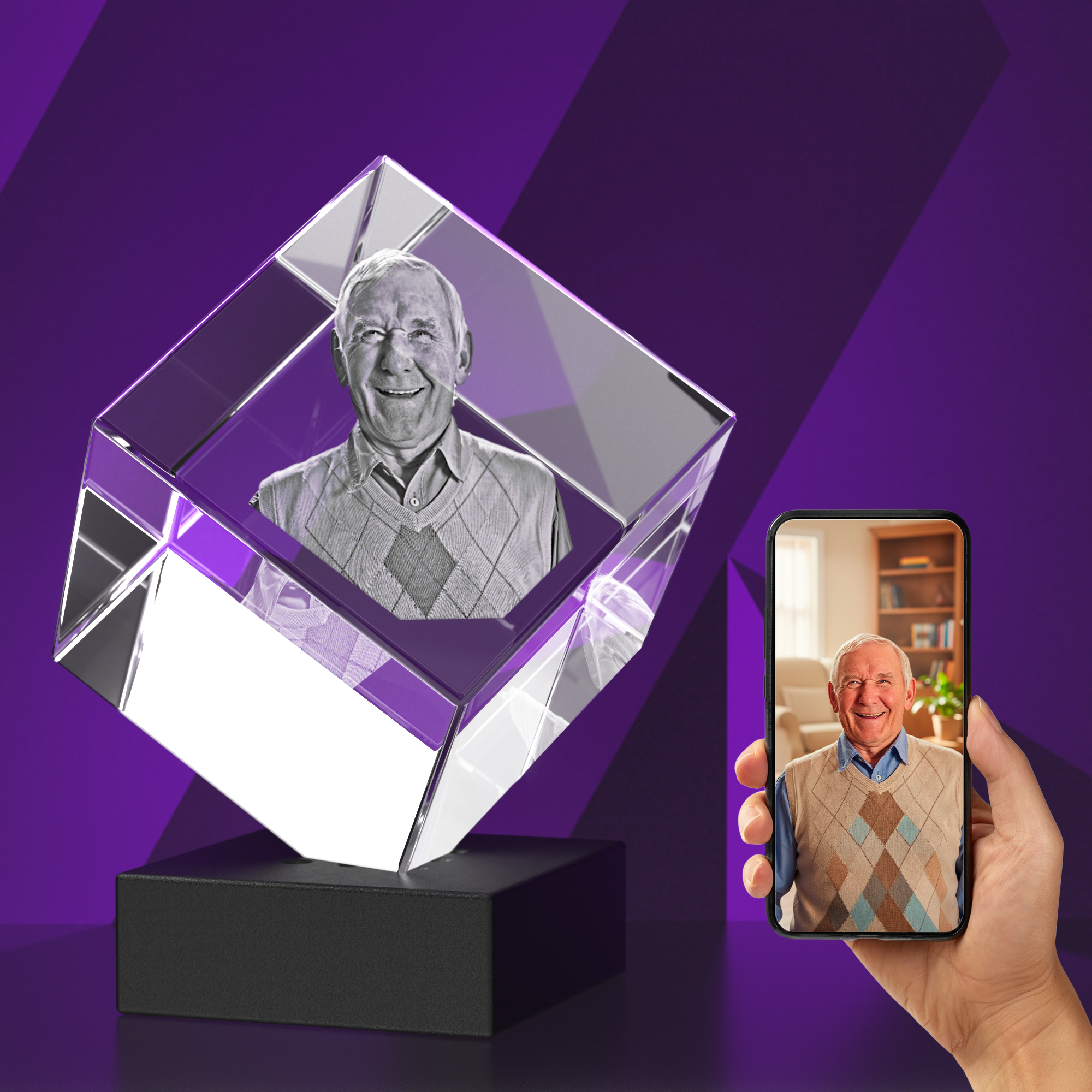 Cube 3D Photo Crystal – Personalized Gift & Keepsake – Crystal Clear ...