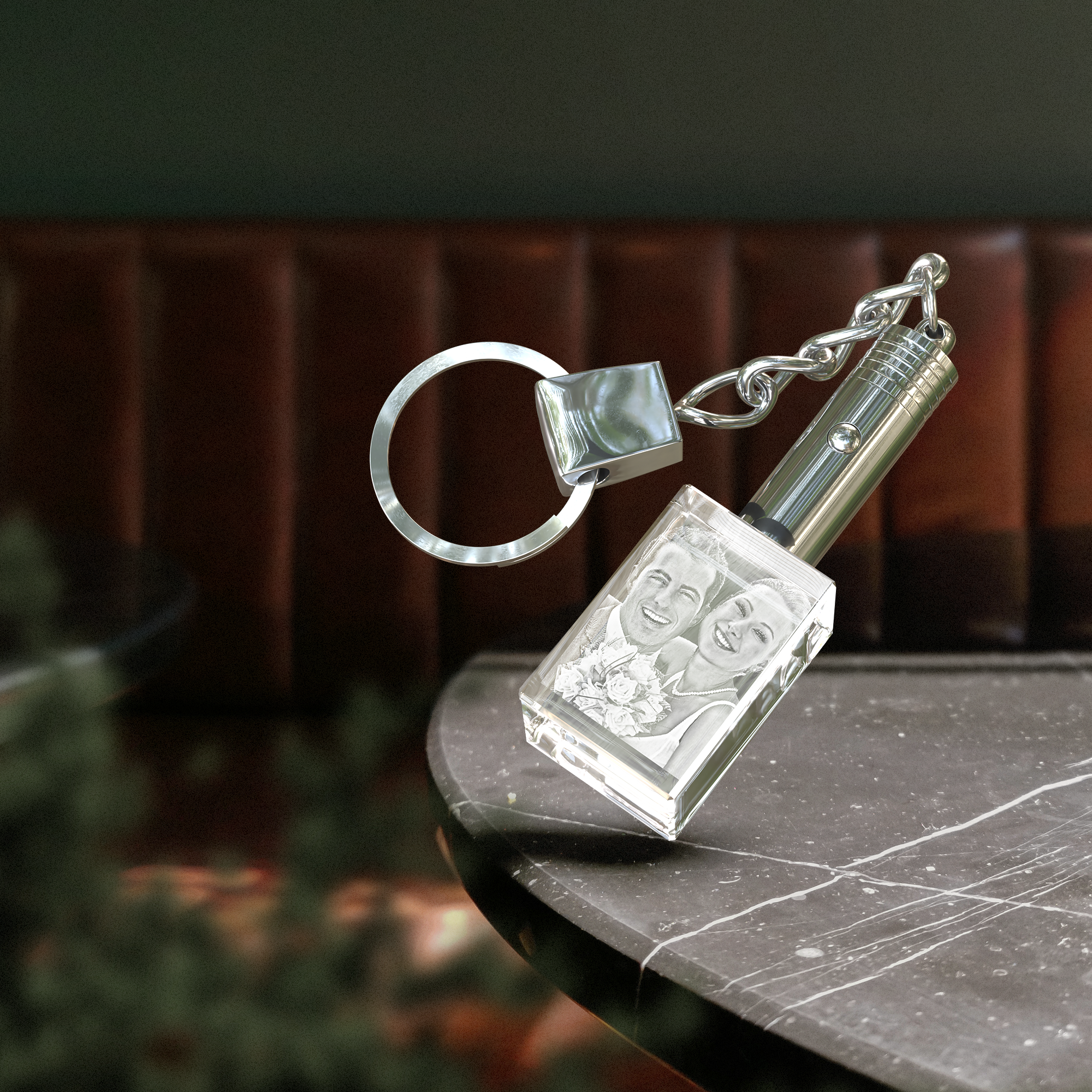Keychain Rectangle Crystal with LED Light – Crystal Clear Memories