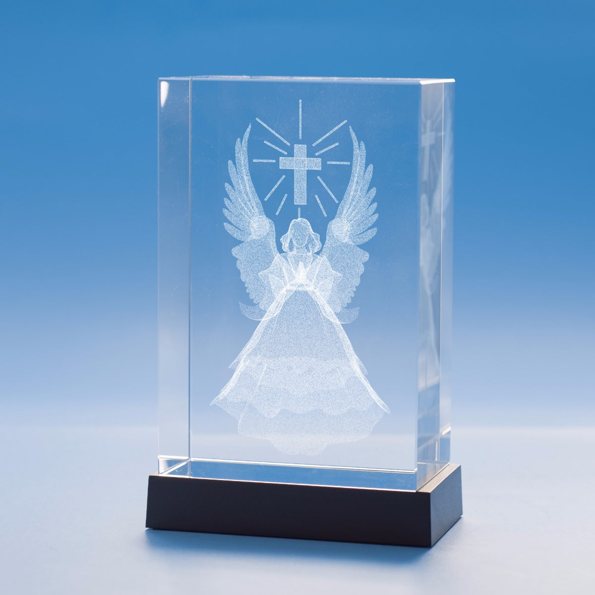 Angel Wings Religious Designs Tower Crystal, 3D Engraved