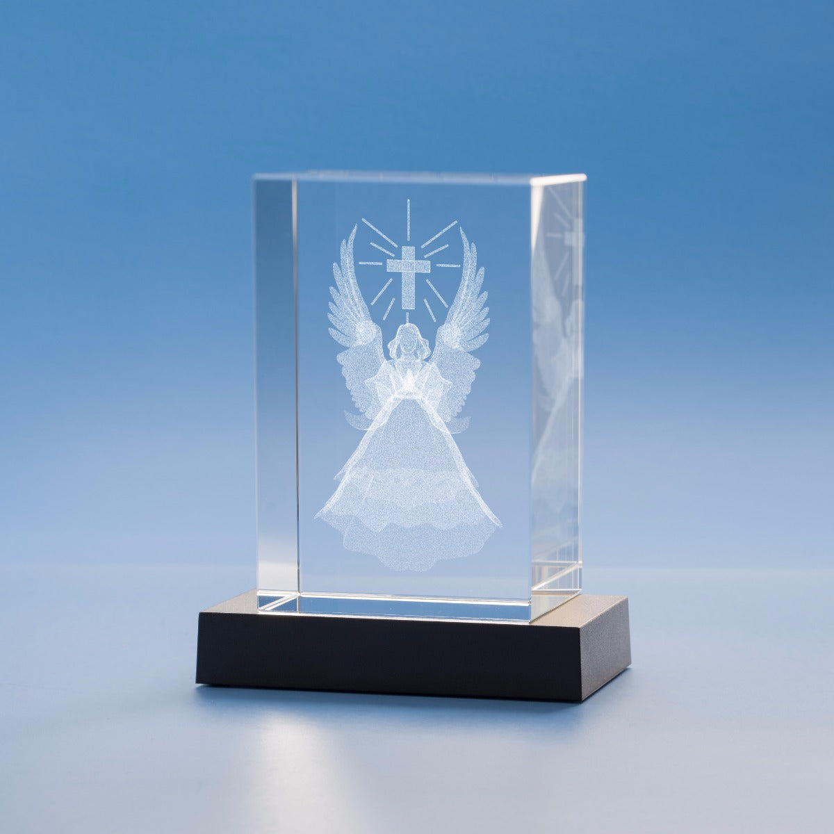 Angel Wings Religious Designs Tower Crystal, 3D Engraved
