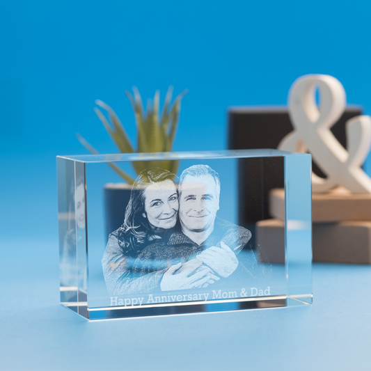 Anniversary Brick Crystal, 3D Engraved