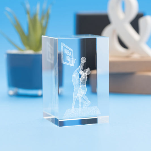 Basketball Sports Tower Crystal, 3D Engraved