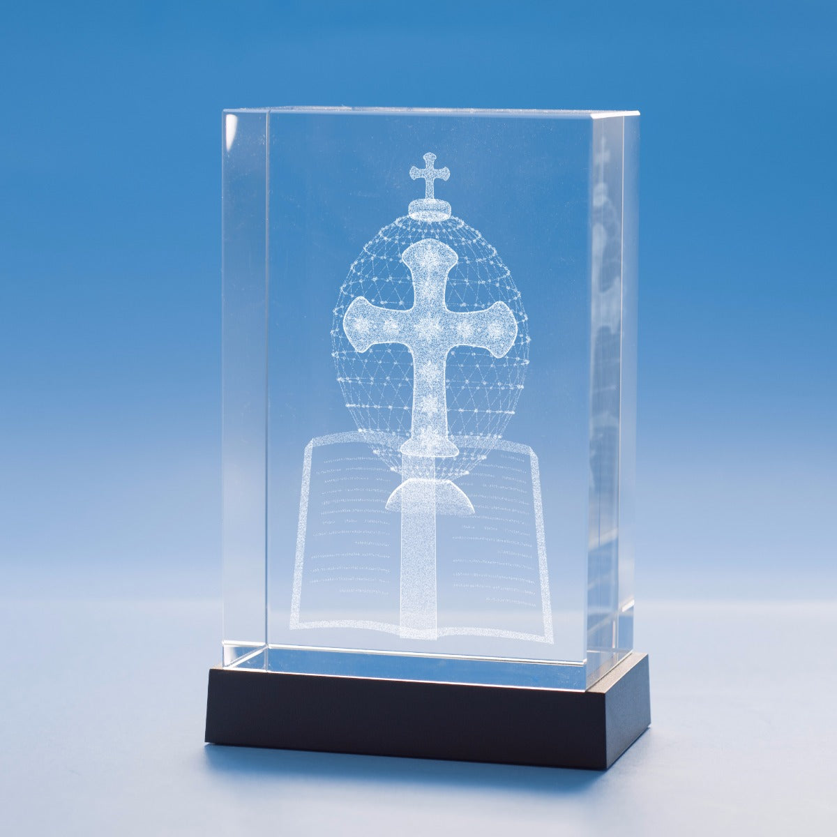 Bible Religious Designs Tower Crystal, 3D Engraved