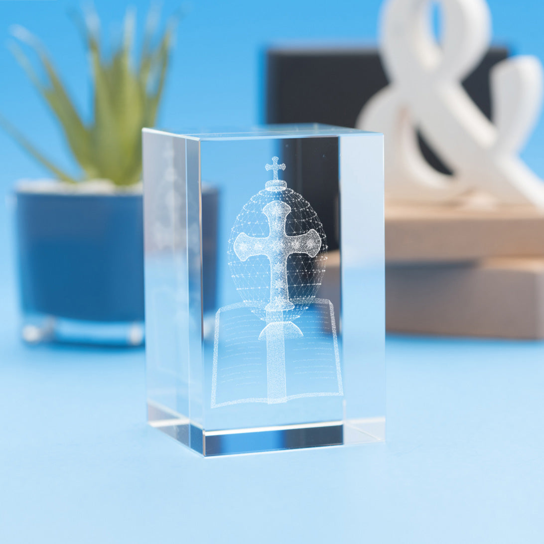 Bible Religious Designs Tower Crystal, 3D Engraved