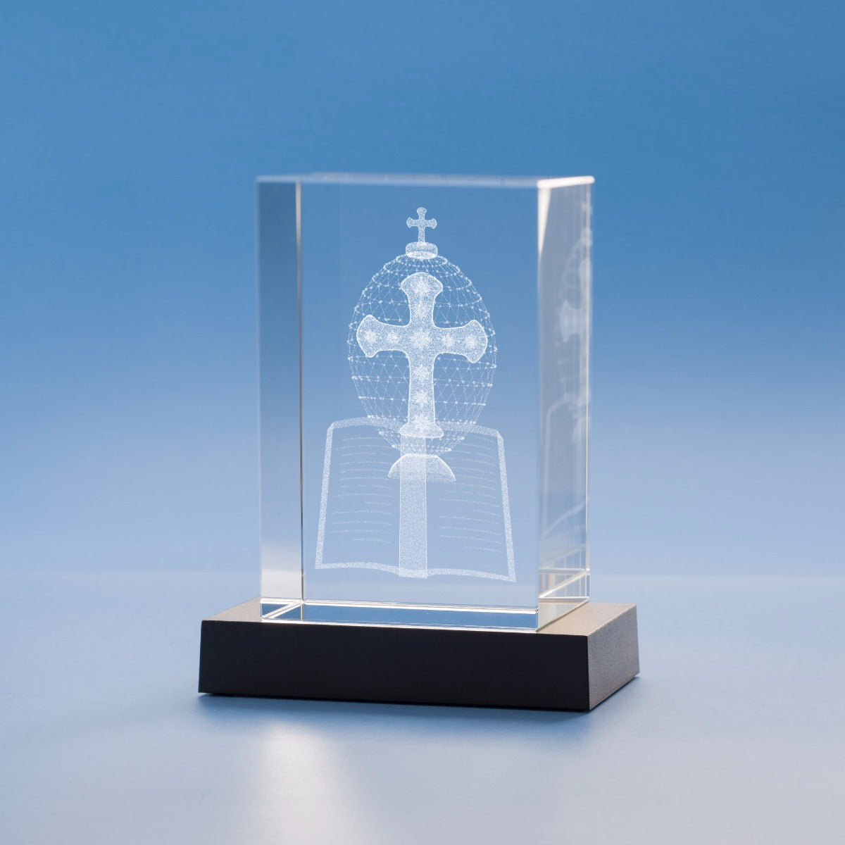 Bible Religious Designs Tower Crystal, 3D Engraved