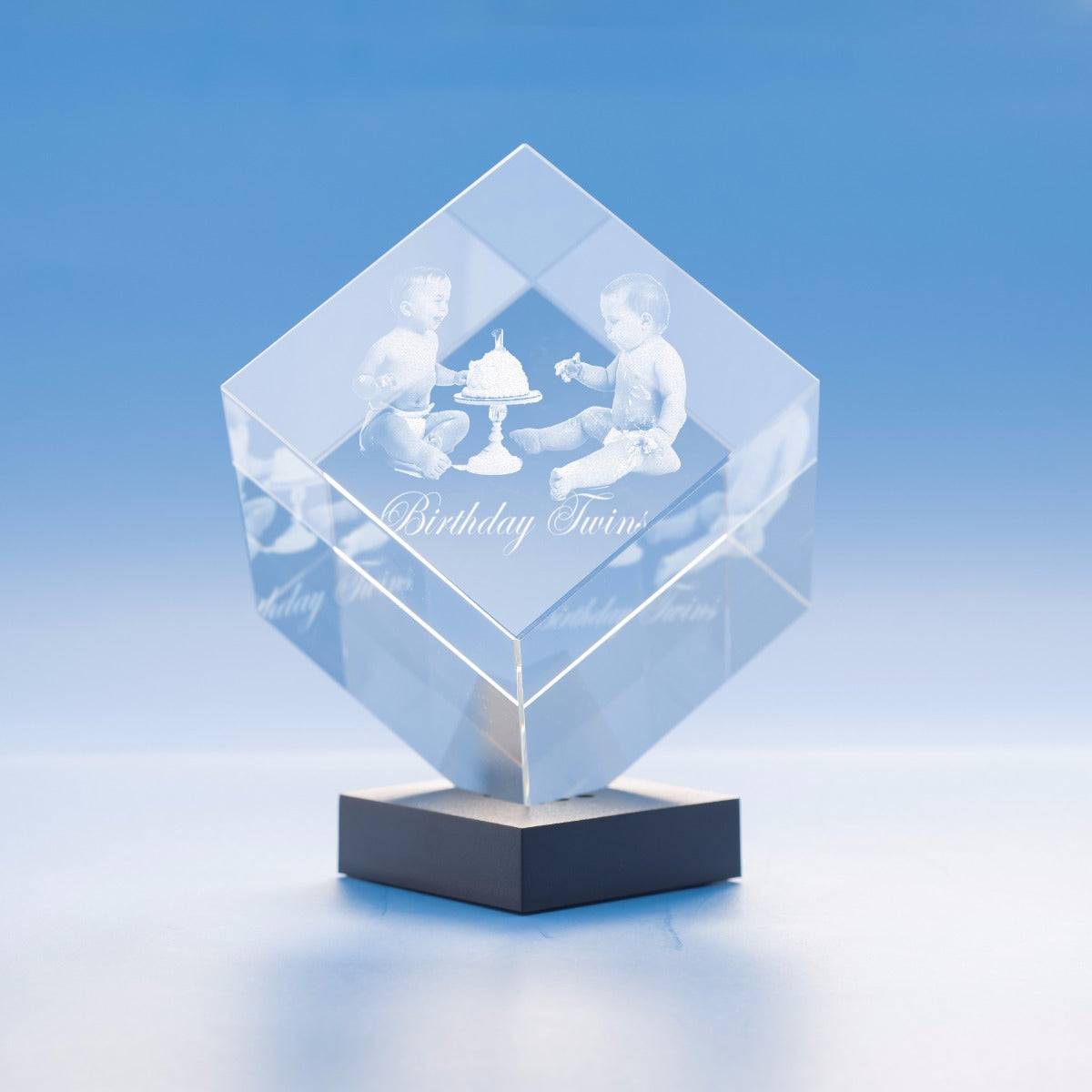 Birthday Cube Crystal, 3D Engraved