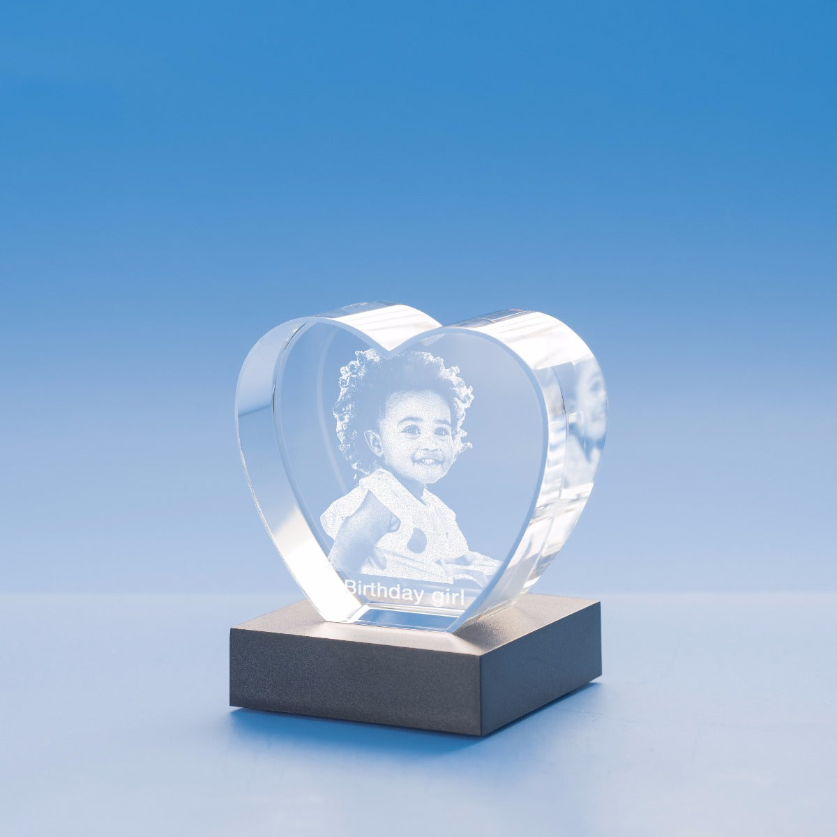 Birthday Heart Crystal, 3D Engraved