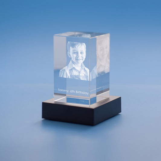 Birthday Tower Crystal, 3D Engraved