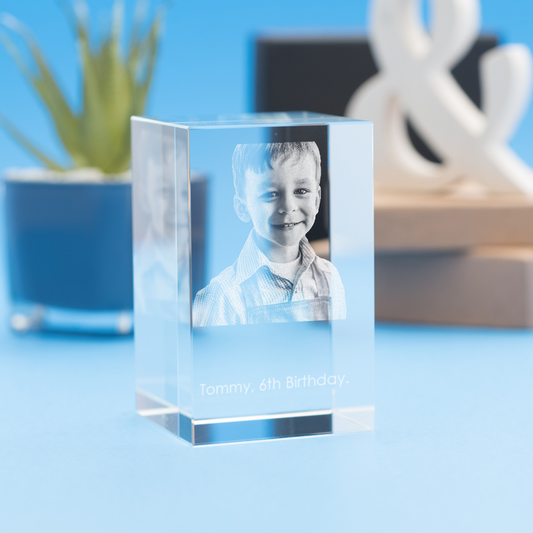 Birthday Tower Crystal, 3D Engraved