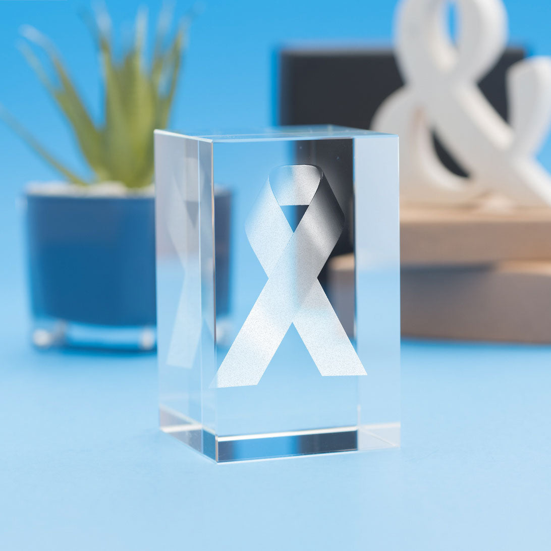 Breast Cancer Awareness Tower Crystal, 3D Engraved