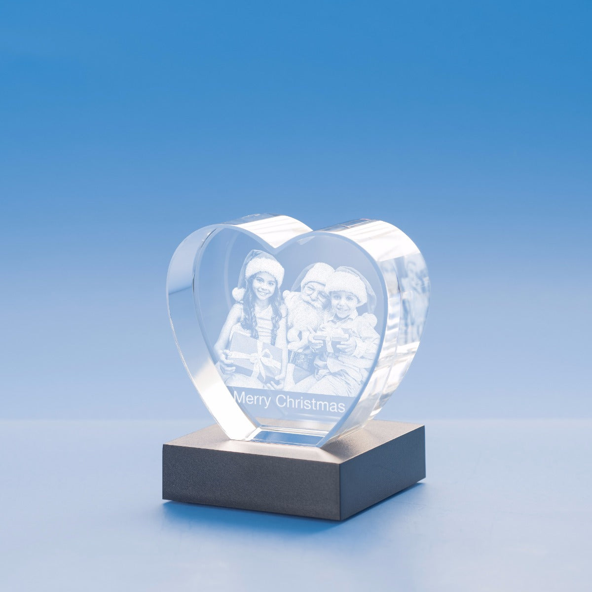 Christmas Heart Crystal, 3D Engraved