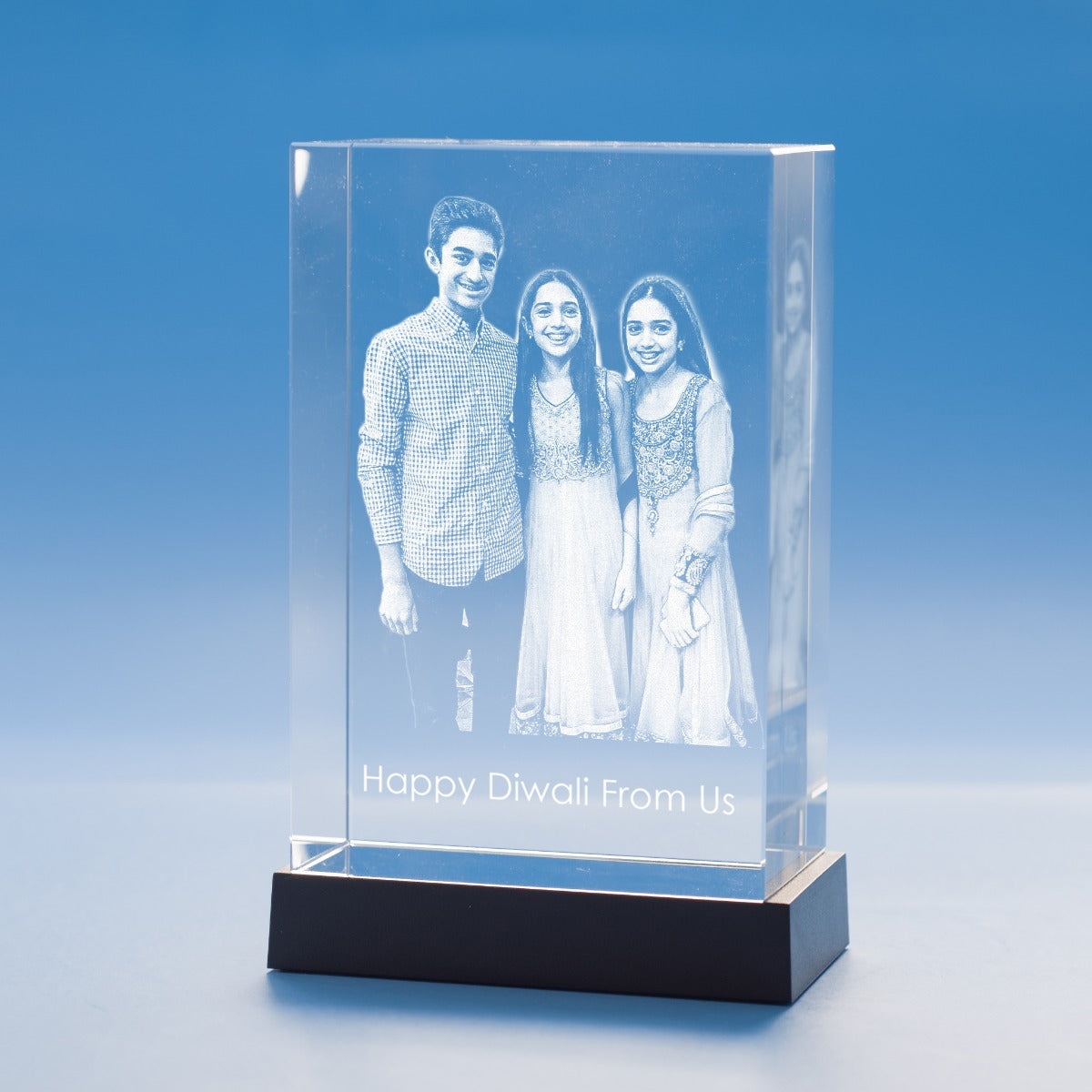 Diwali Celebration Tower Crystal, 3D Engraved