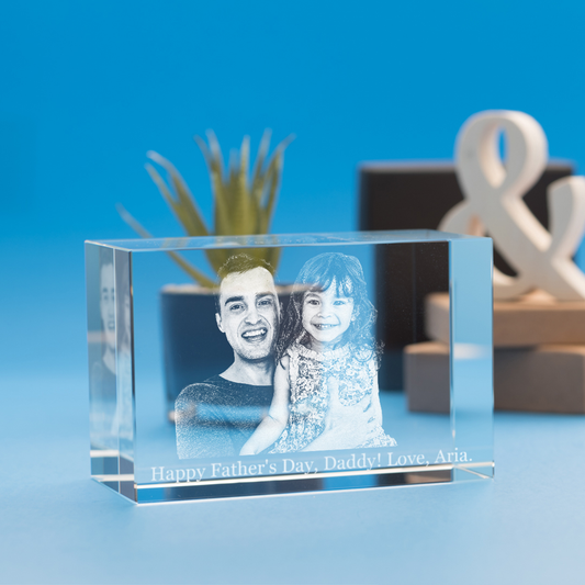 Father's Day Brick Crystal, 3D Engraved