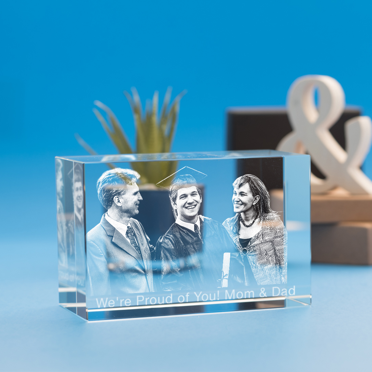 Graduation Brick Crystal, 3D Engraved