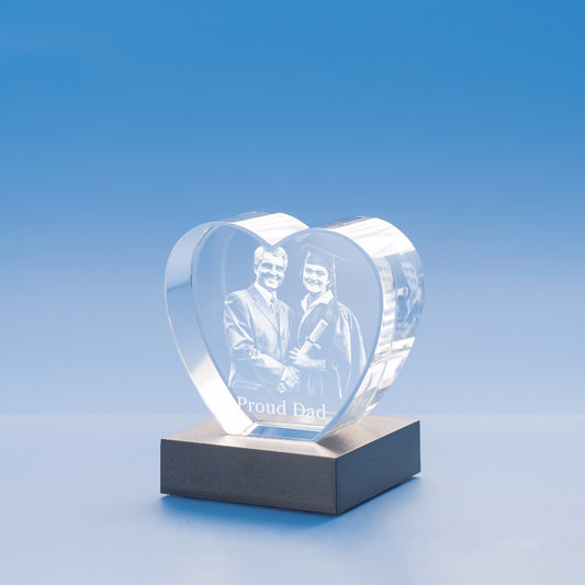 Graduation Heart Crystal, 3D Engraved