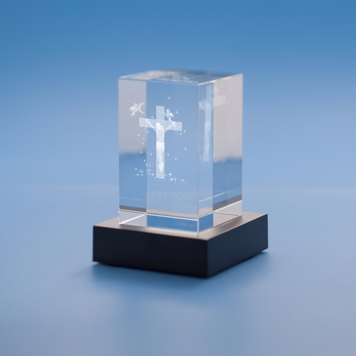Jesus on Cross Religious Designs Tower Crystal, 3D Engraved