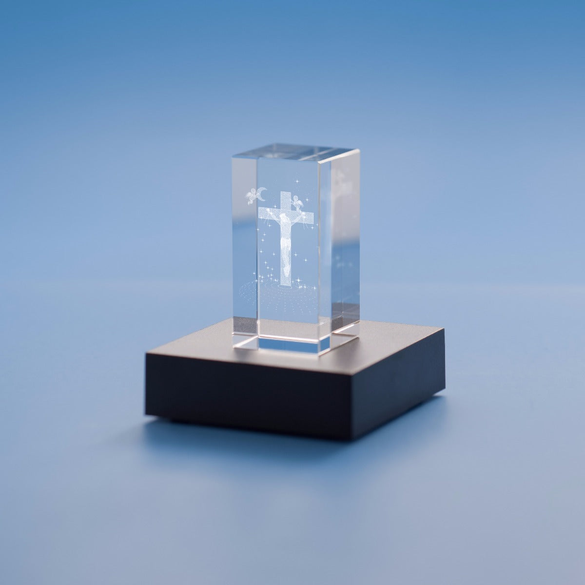 Jesus on Cross Religious Designs Tower Crystal, 3D Engraved