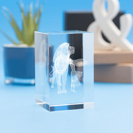 Leo Zodiac Sign Tower Crystal, 3D Engraved