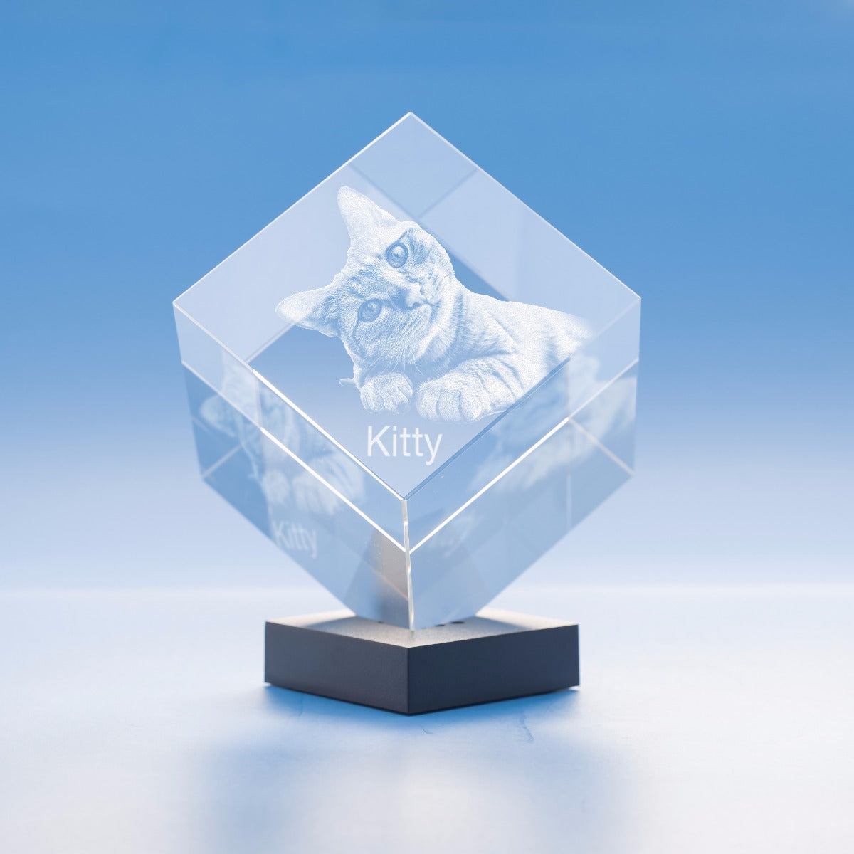 Memorial Cube Crystal, 3D Engraved