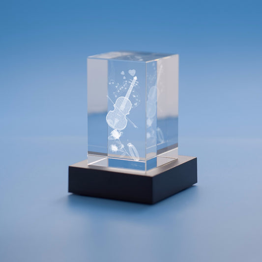 Music Hobbies Tower Crystal, 3D Engraved