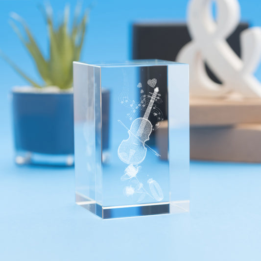 Music Hobbies Tower Crystal, 3D Engraved