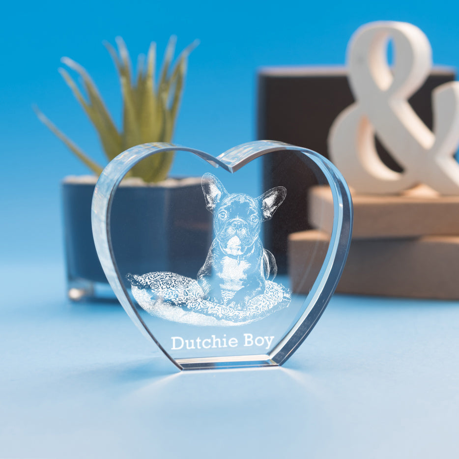 Pets Heart Crystal - 3D Engraved