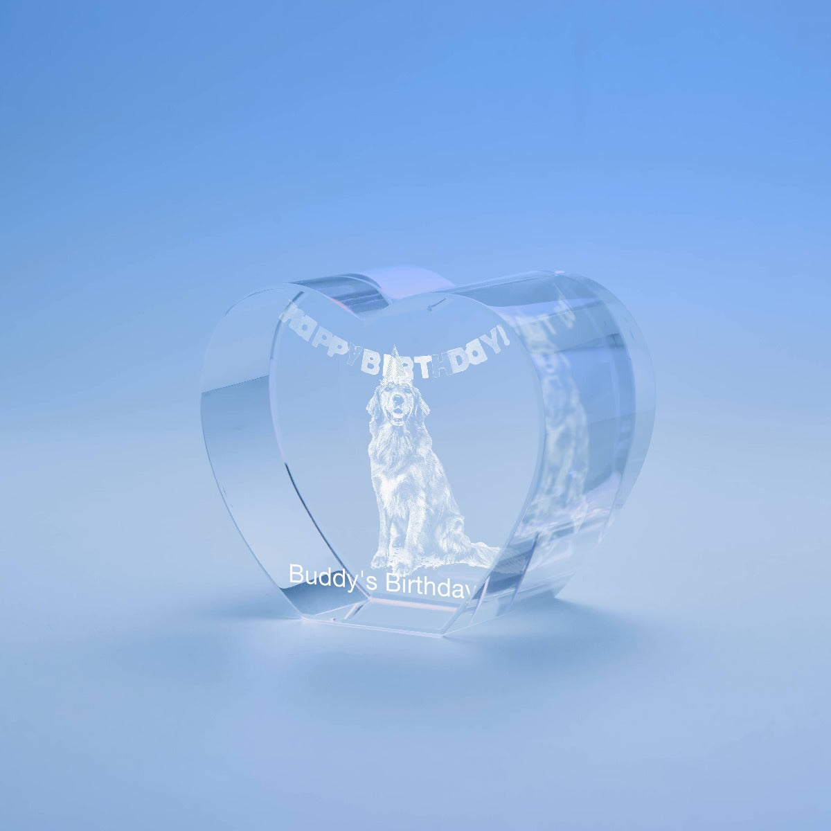 Birthday Heart Crystal, 3D Engraved