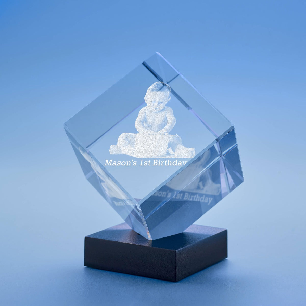 Birthday Cube Crystal, 3D Engraved