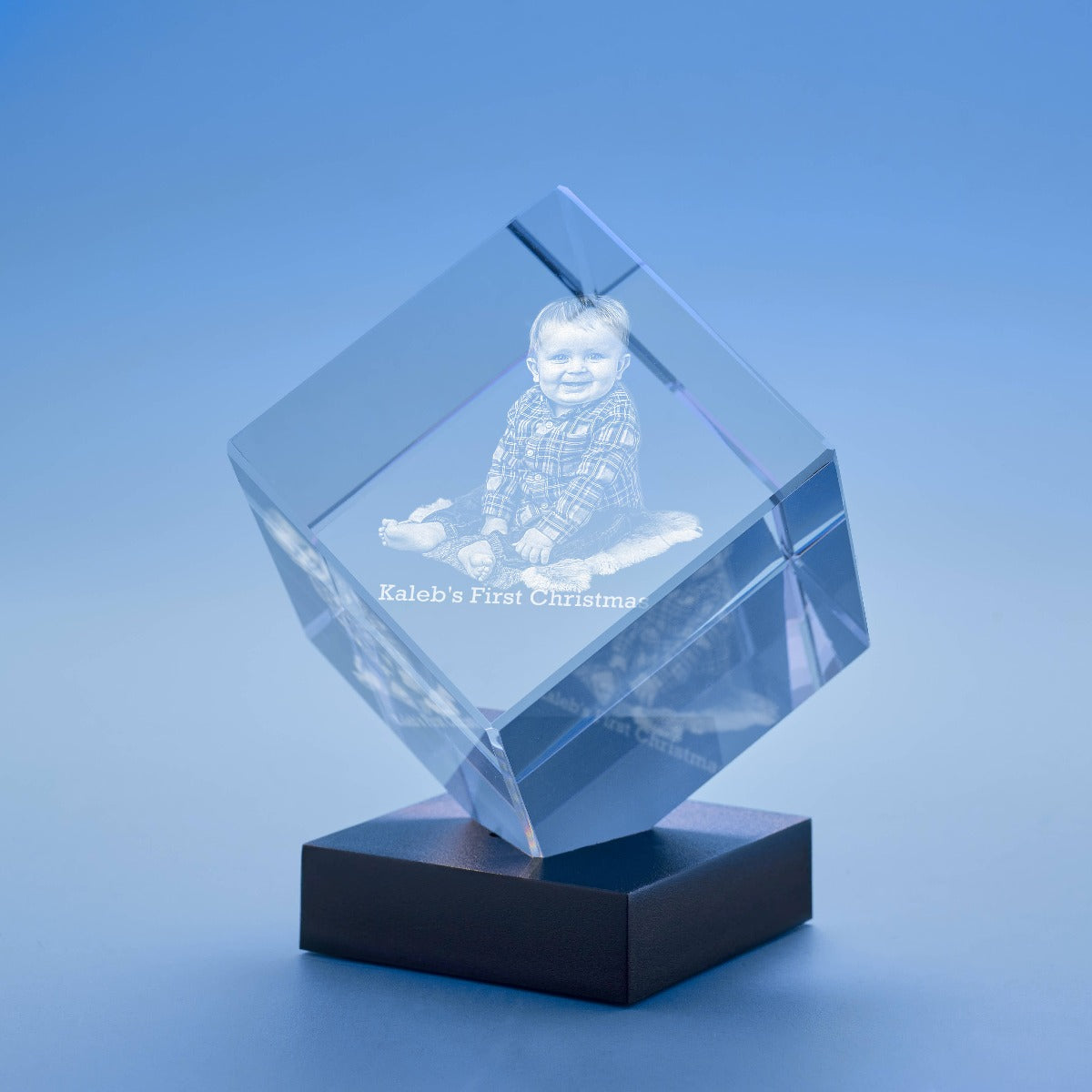 Christmas Cube Crystal, 3D Engraved