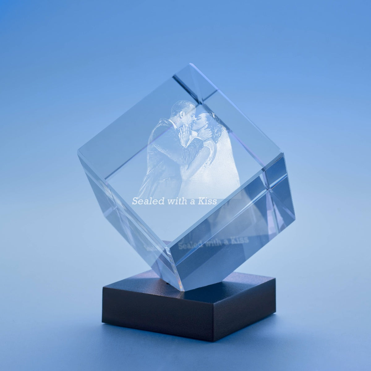 Wedding Cube Crystal, 3D Engraved