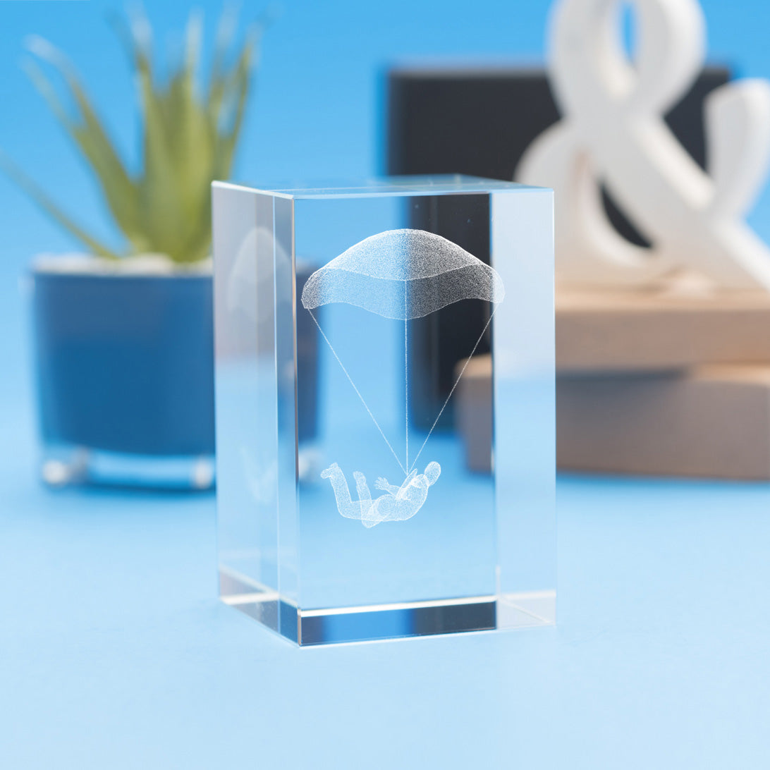 Sky Diving Hobbies Tower Crystal, 3D Engraved