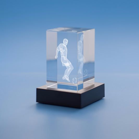 Soccer Sports Tower Crystal, 3D Engraved