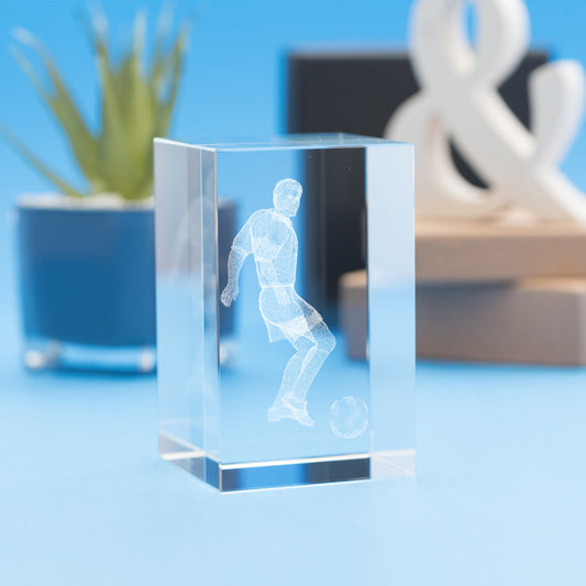 Soccer Sports Tower Crystal, 3D Engraved