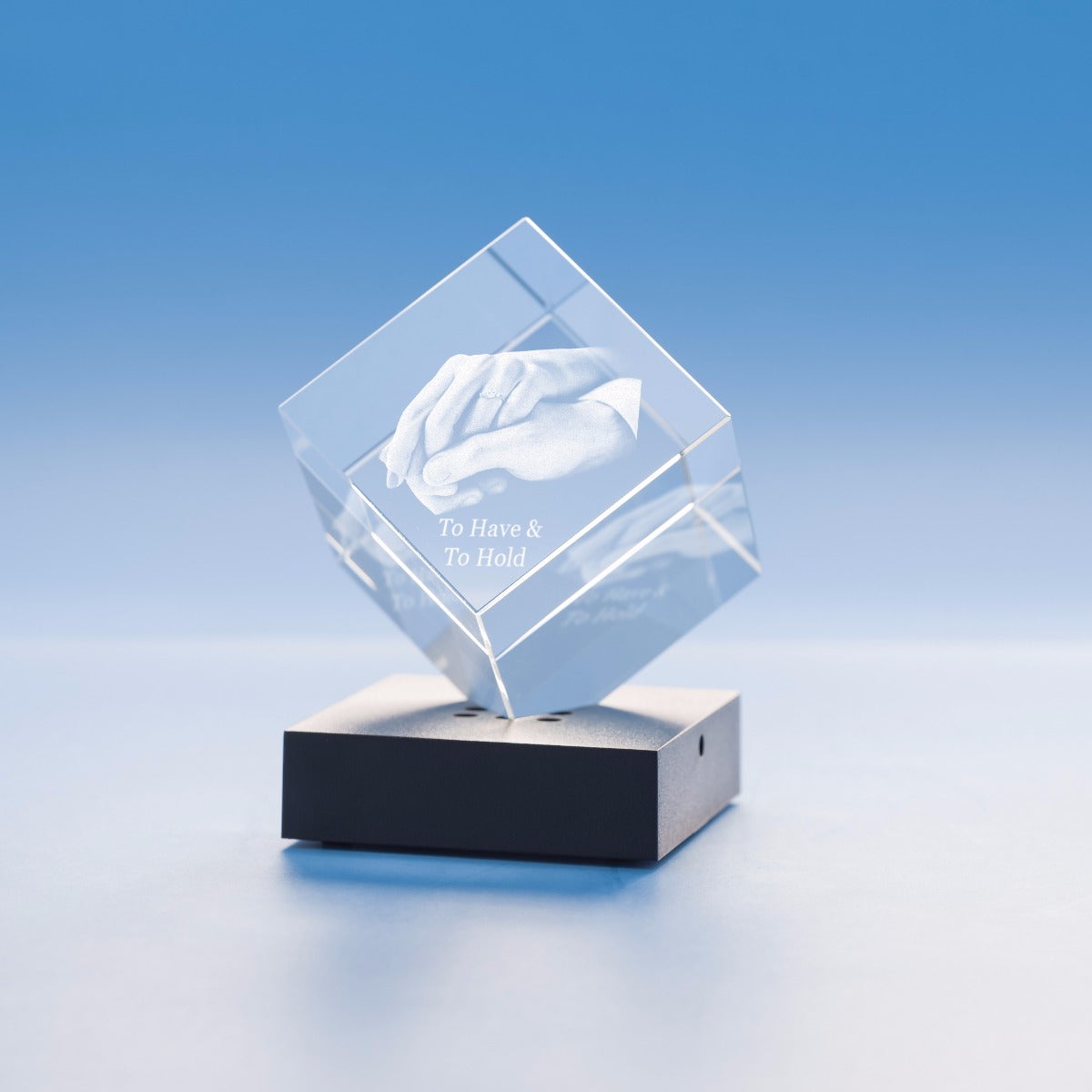 Wedding Cube Crystal, 3D Engraved