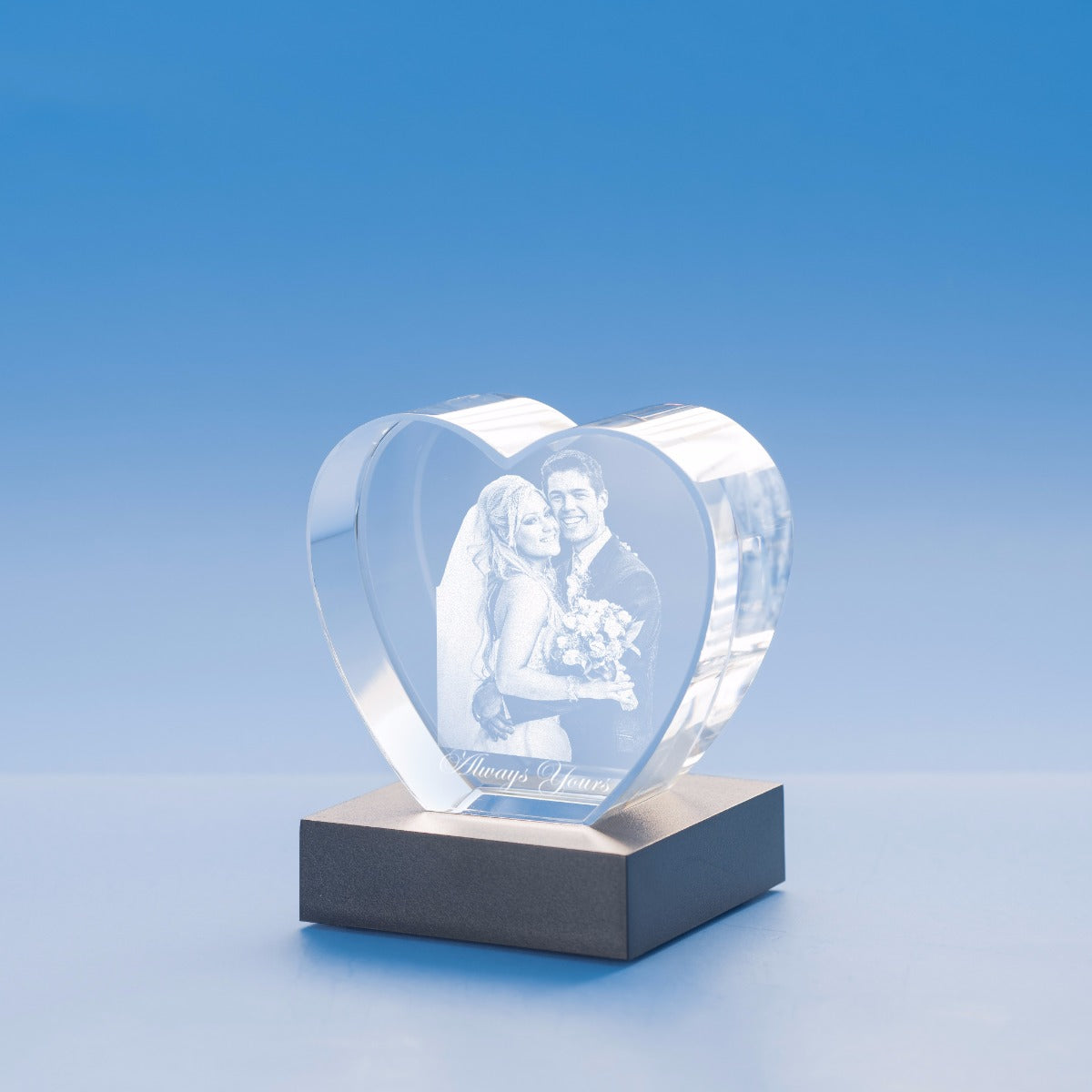 Wedding Heart Crystal, 3D Engraved