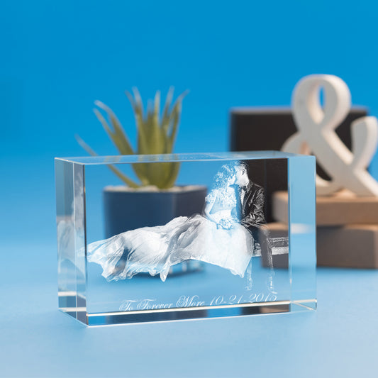 Wedding Brick Crystal, 3D Engraved