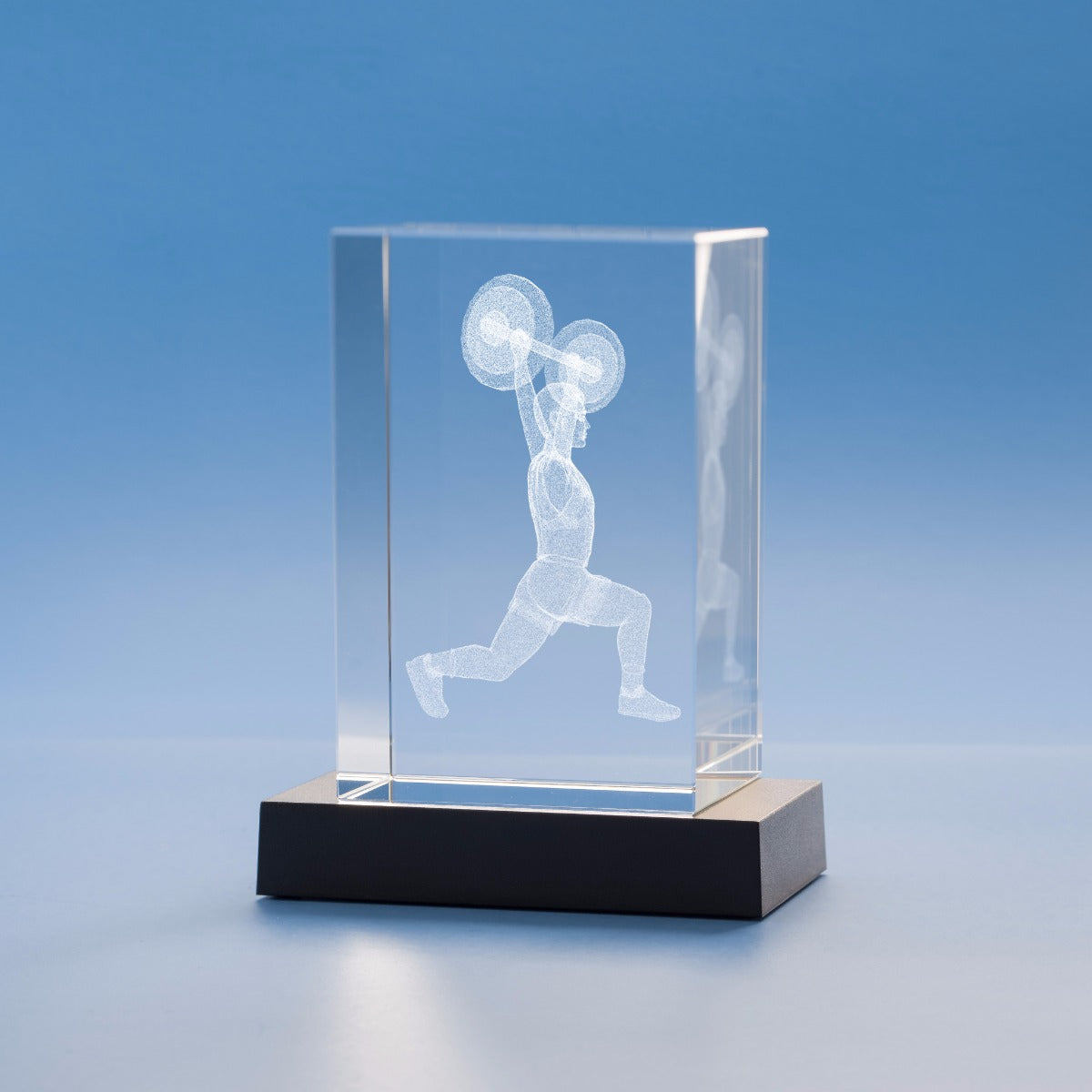Weightlifting Sports Tower Crystal, 3D Engraved