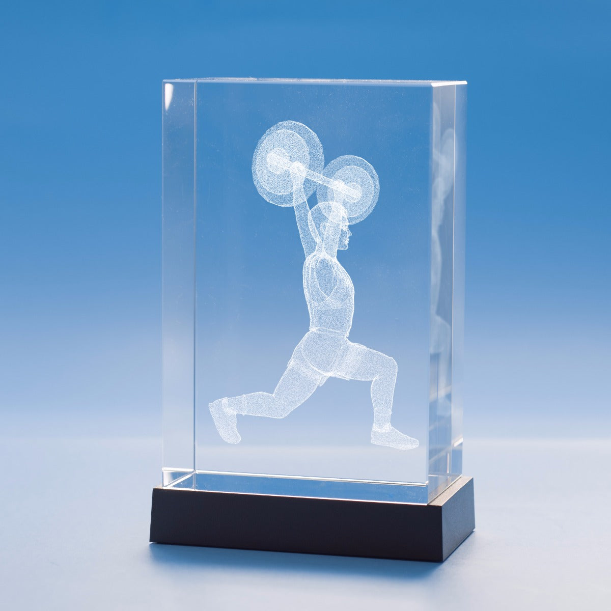 Weightlifting Sports Tower Crystal, 3D Engraved